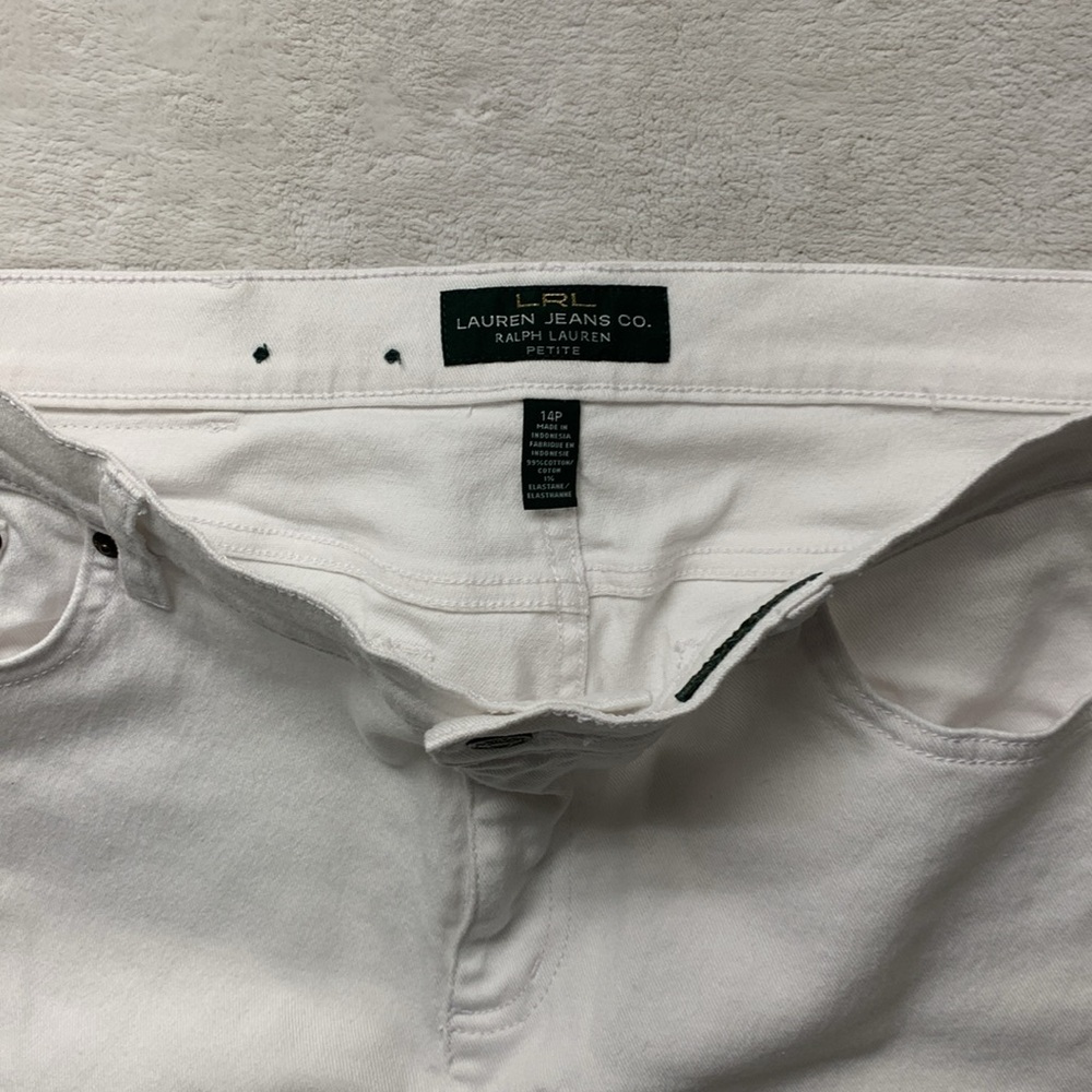 LAUREN JEANS CO. RALPH LAUREN petite WHITE classic Straight size 14p - Picture 7 of 8